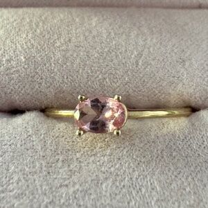 Poppy Finch oval baby pink topaz 14K gold ring. Size 9.5